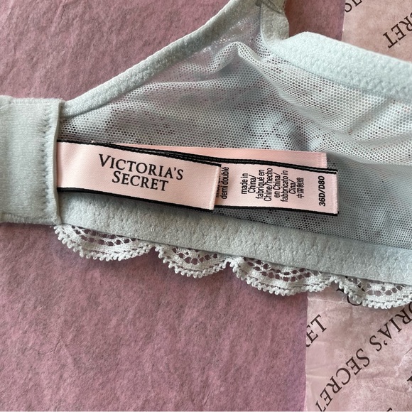 Victoria's Secret Dream Angels Lined Demi Floral Bra Light Blue Purple Size 36D - Picture 9 of 12